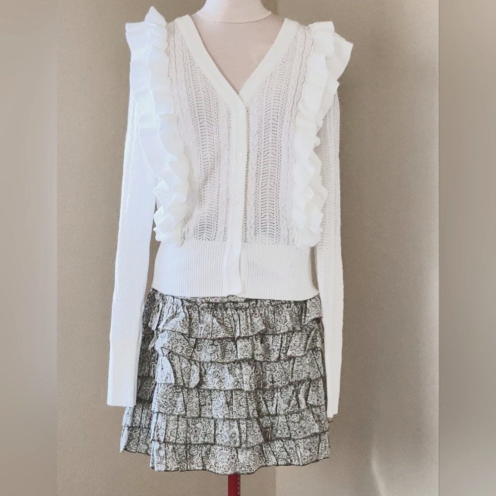 JING|Ruffle lace cardigan